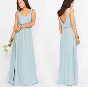 Show me your mumu long sleeveless light blue dress. Size xs